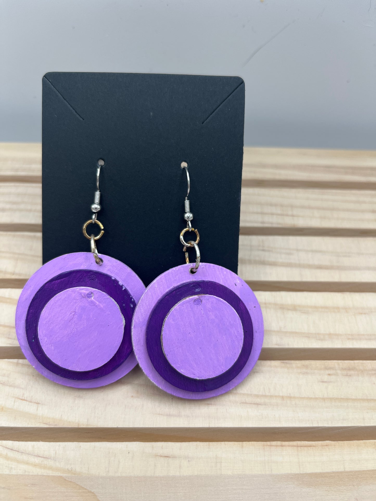 Purple two toned circle earrings