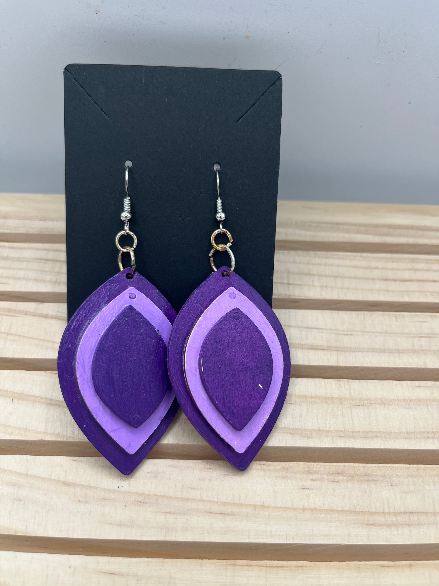 Purple leaf shaped earrings