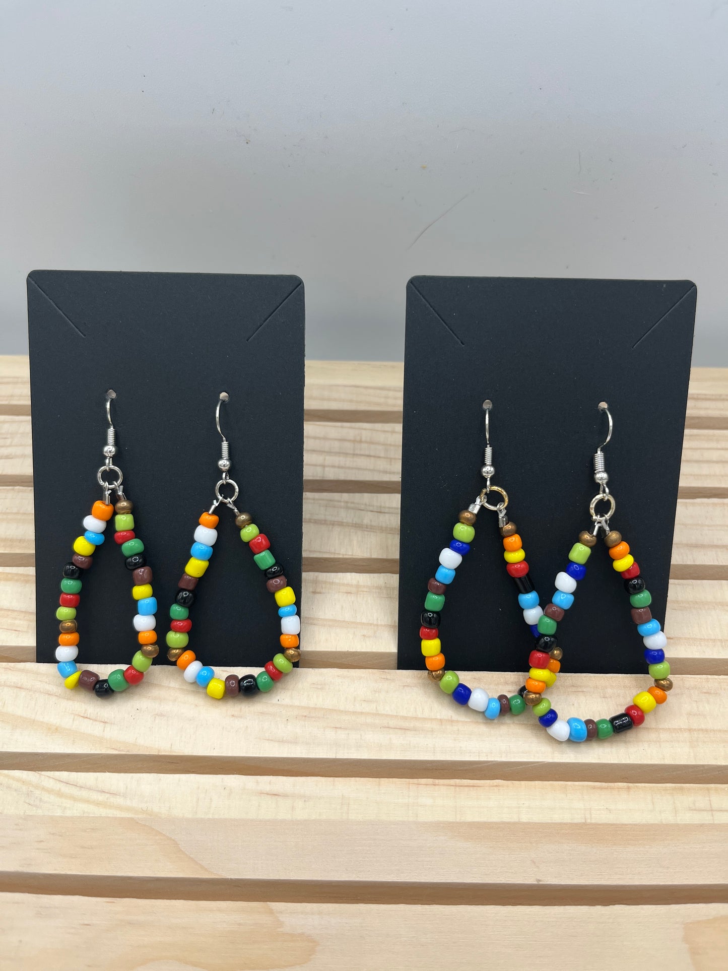 Multi colored seed bead earrings