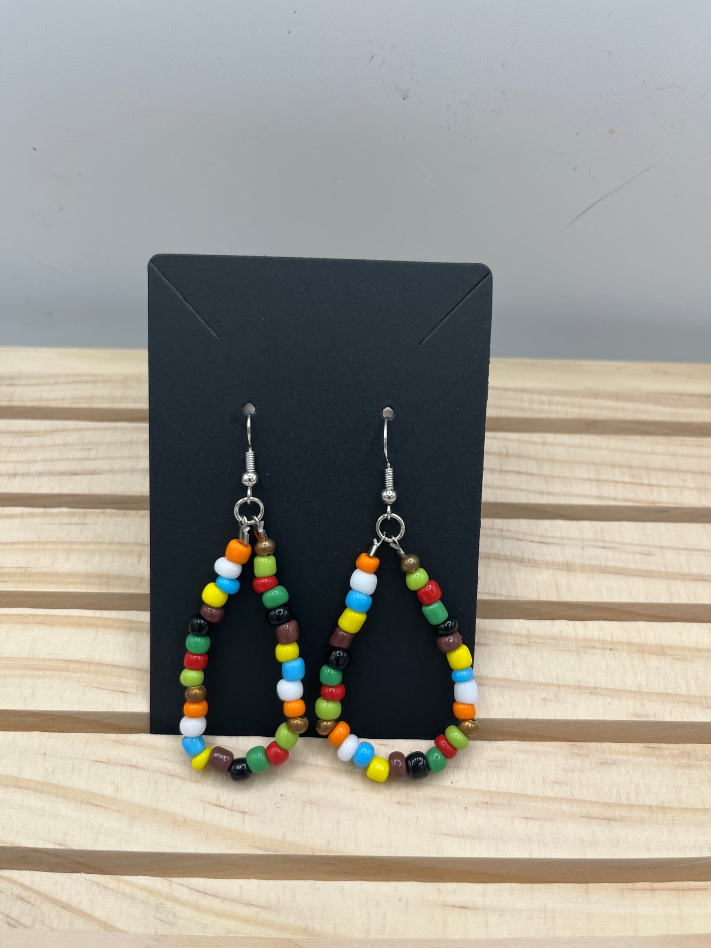 Multi colored seed bead earrings