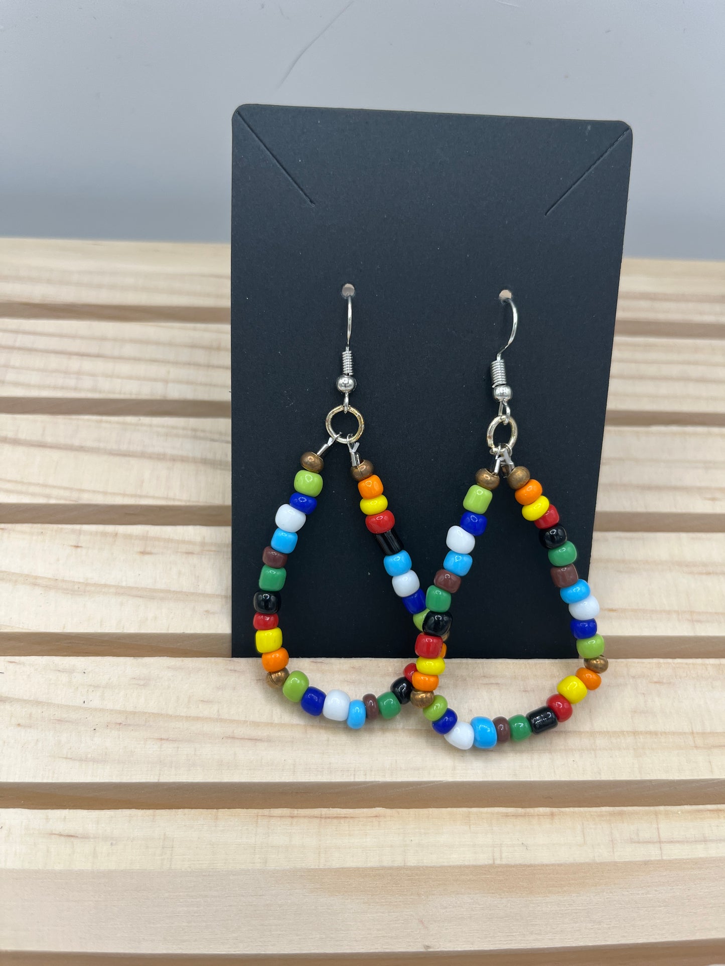 Multi colored seed bead earrings