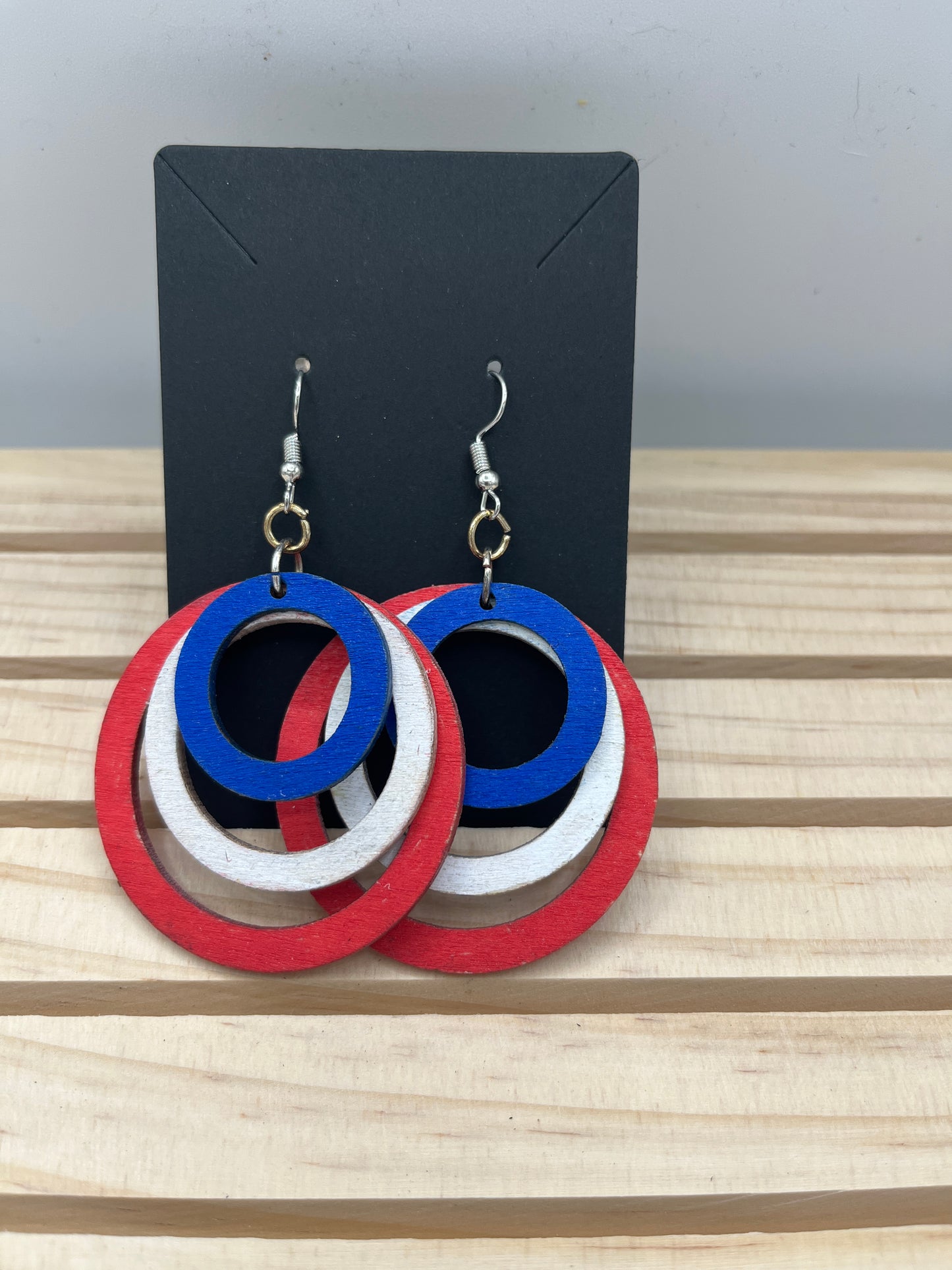Red White and Blue Round earrings
