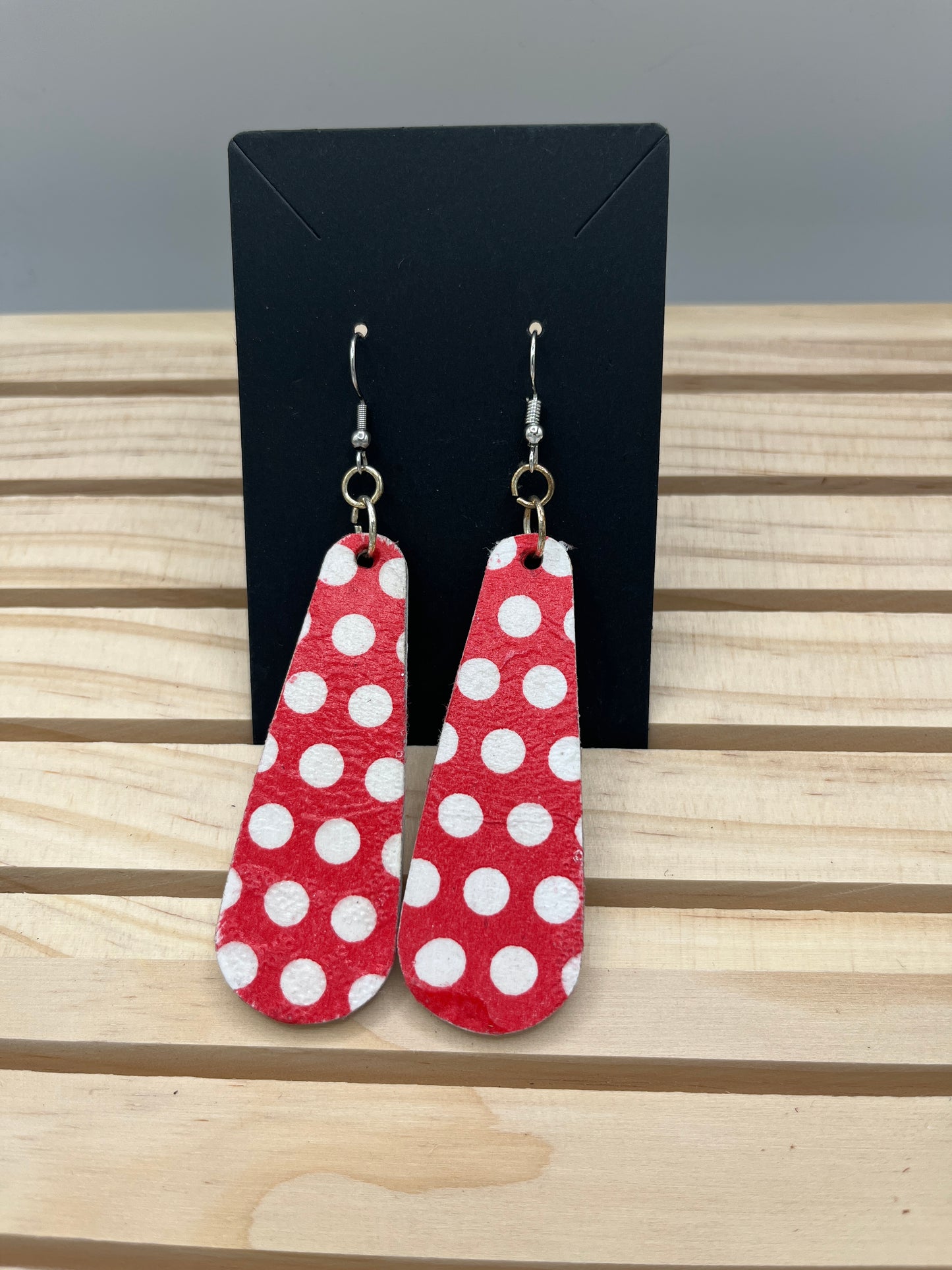 Red and White Polka dot earrings