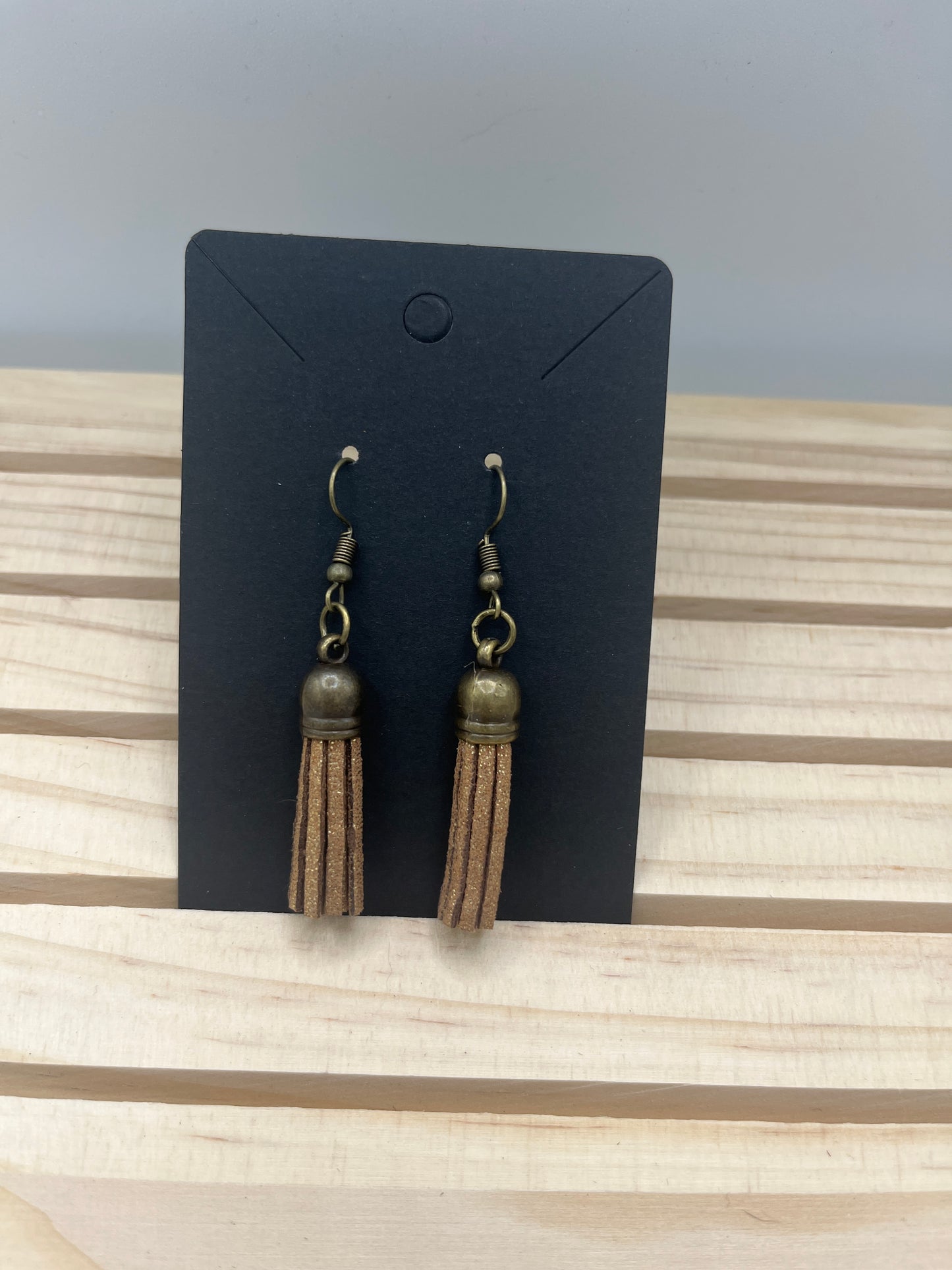 Tan sparkle tassel earrings