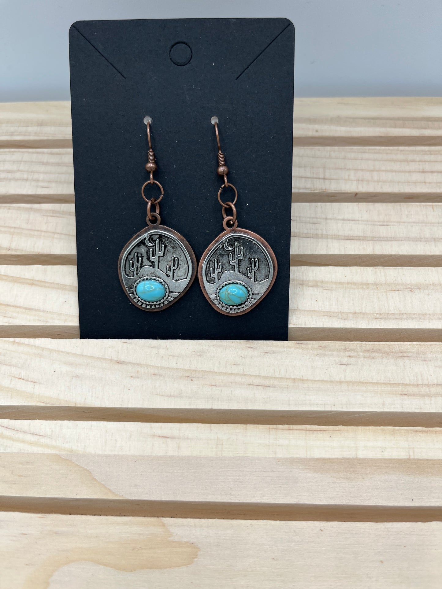 Roundish Cacti and copper earrings