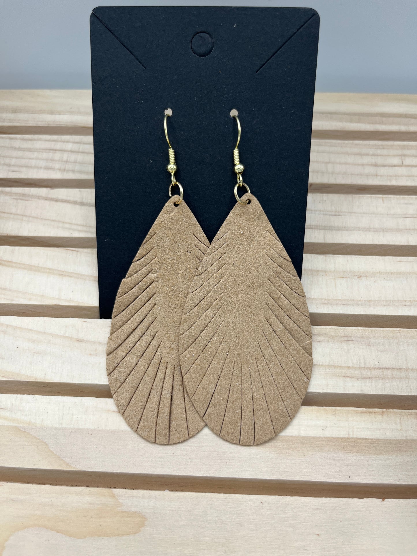 Leather Tan Feather earrings