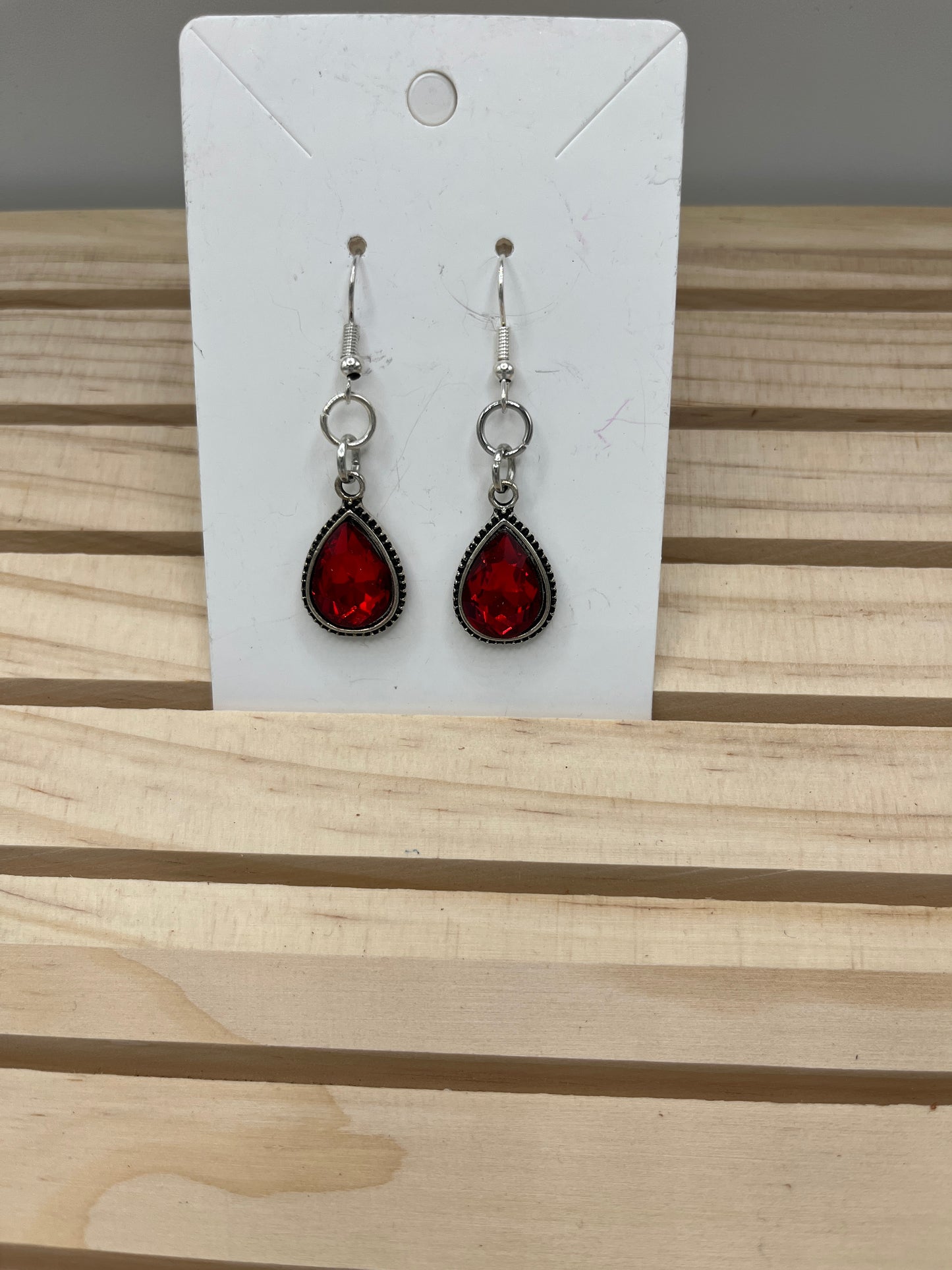 Red Teardrop gemstone earrings