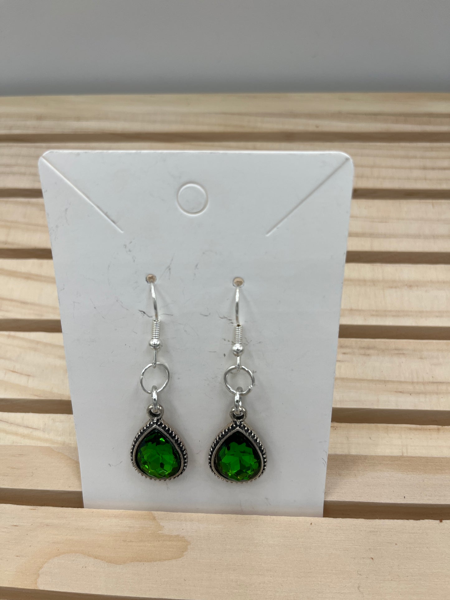 Green Teardrop Gemstone earrings