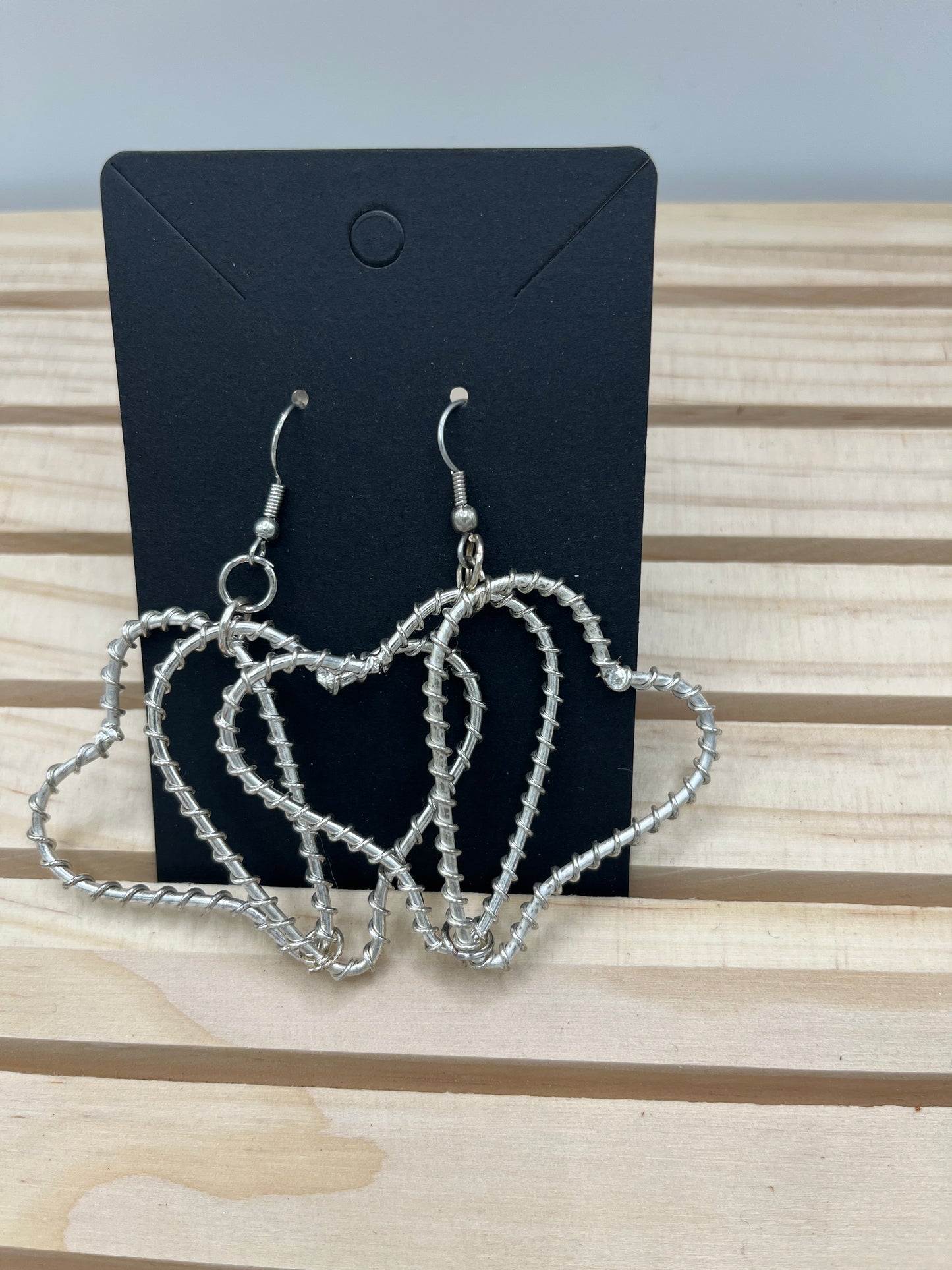 Double wired heart earrings