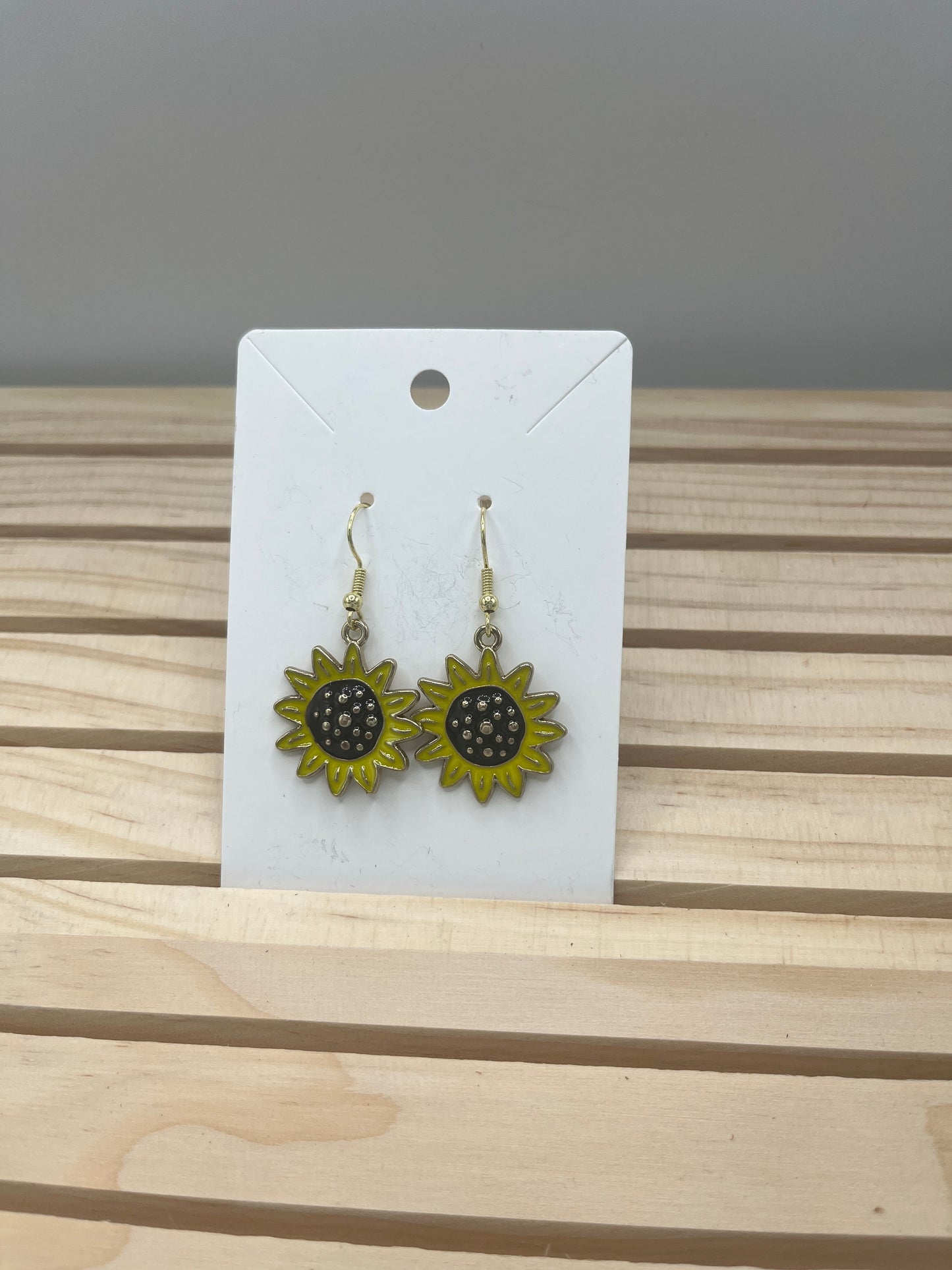 Metal painted sunflower earrings