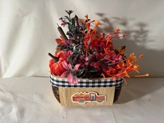 Small floral basket with truck