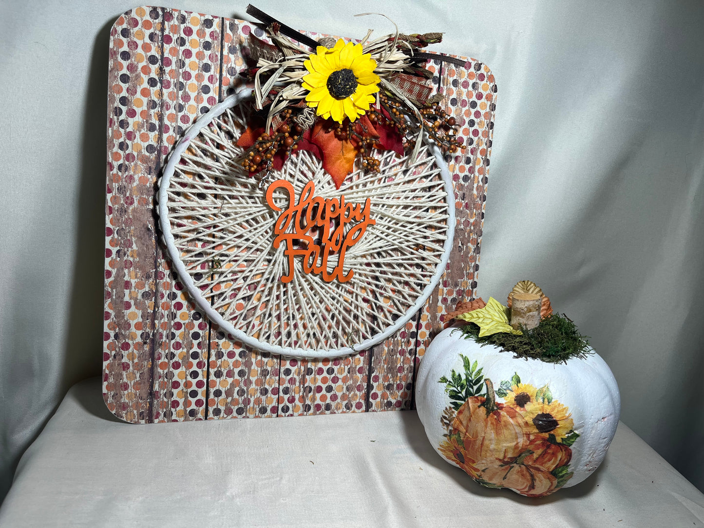 White Pumpkin with Sunflowers