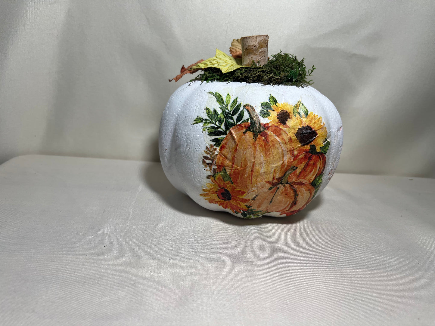 White Pumpkin with Sunflowers