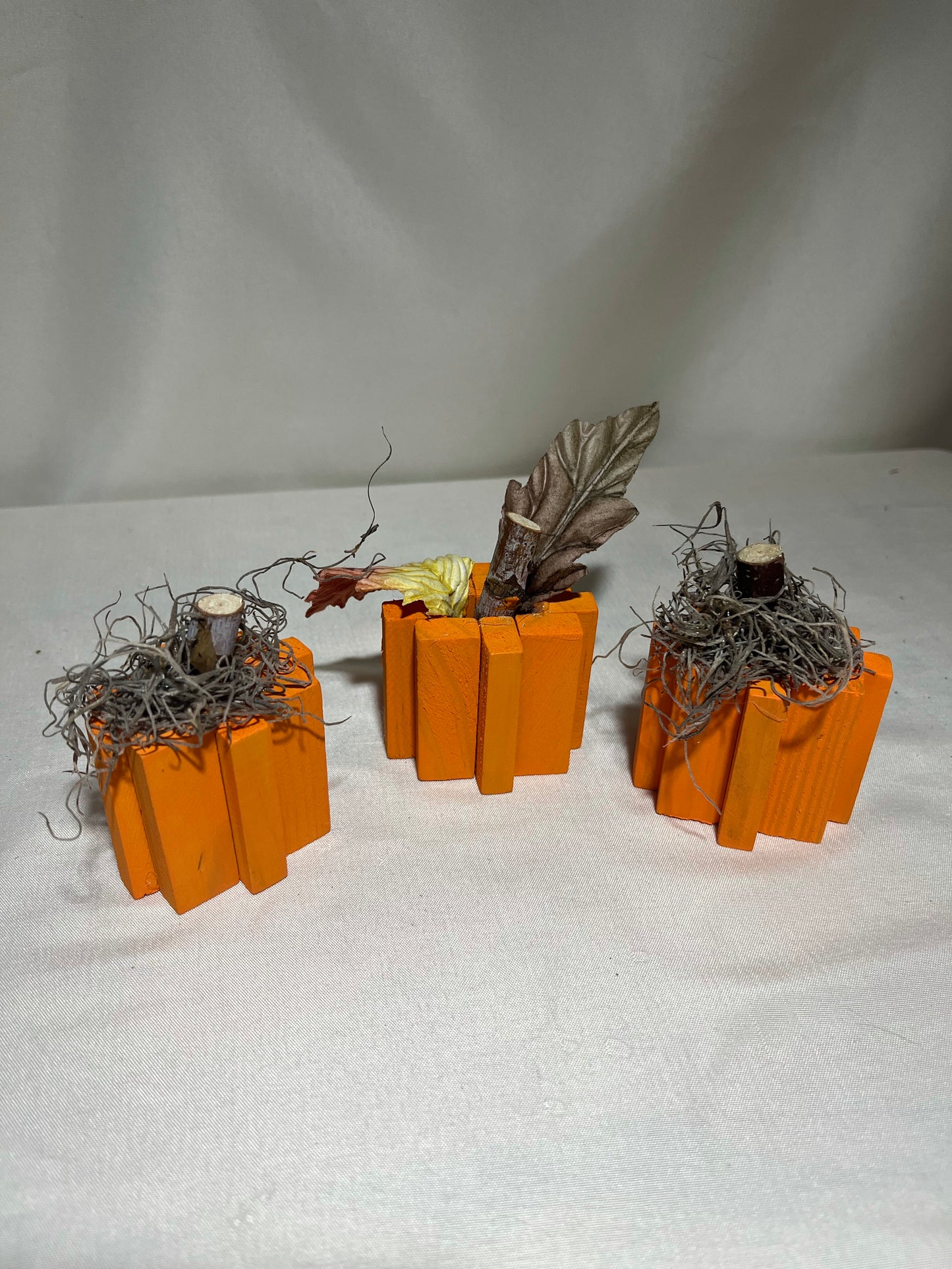 Three mini block pumpkins