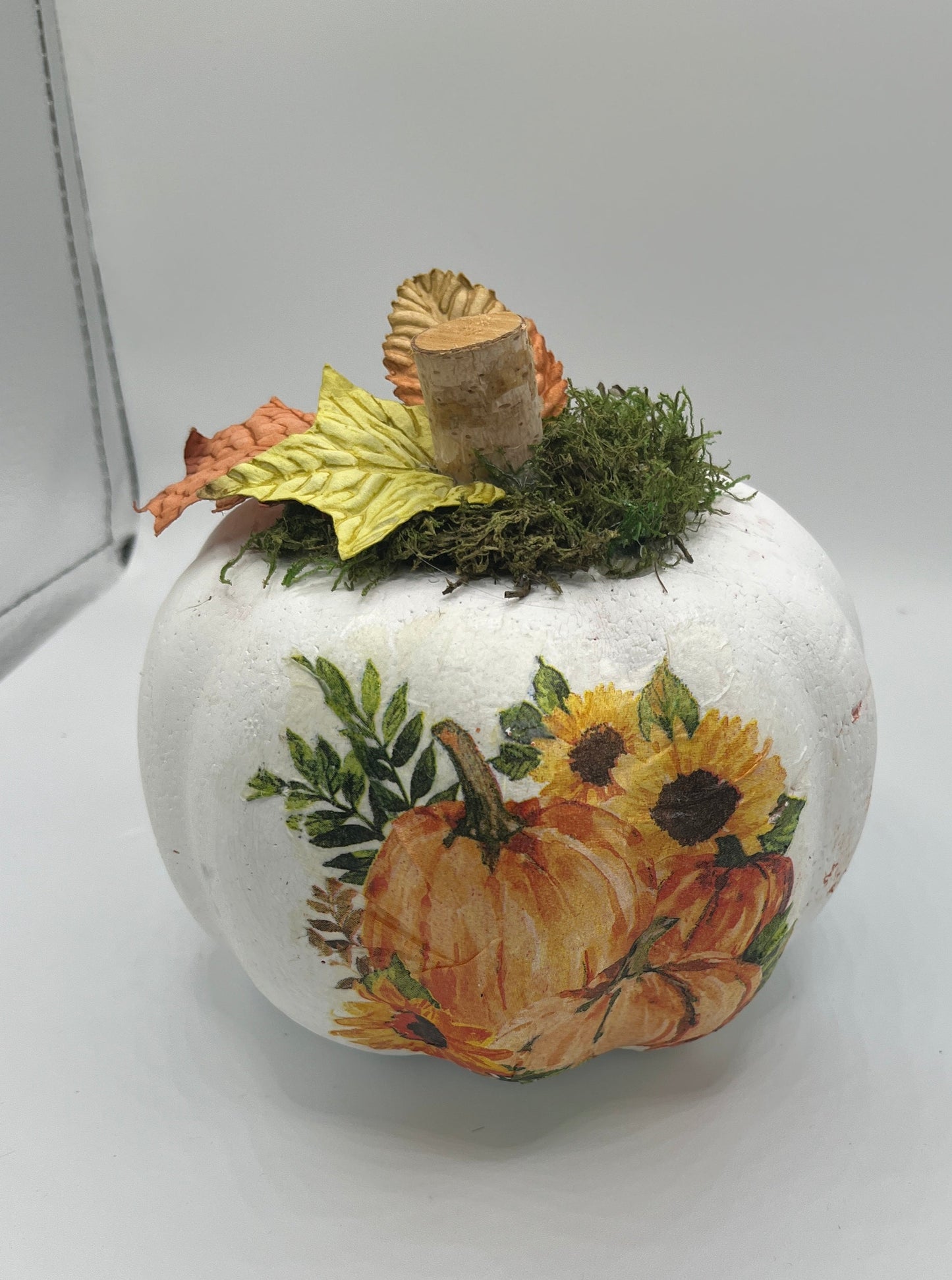 White Pumpkin with Sunflowers