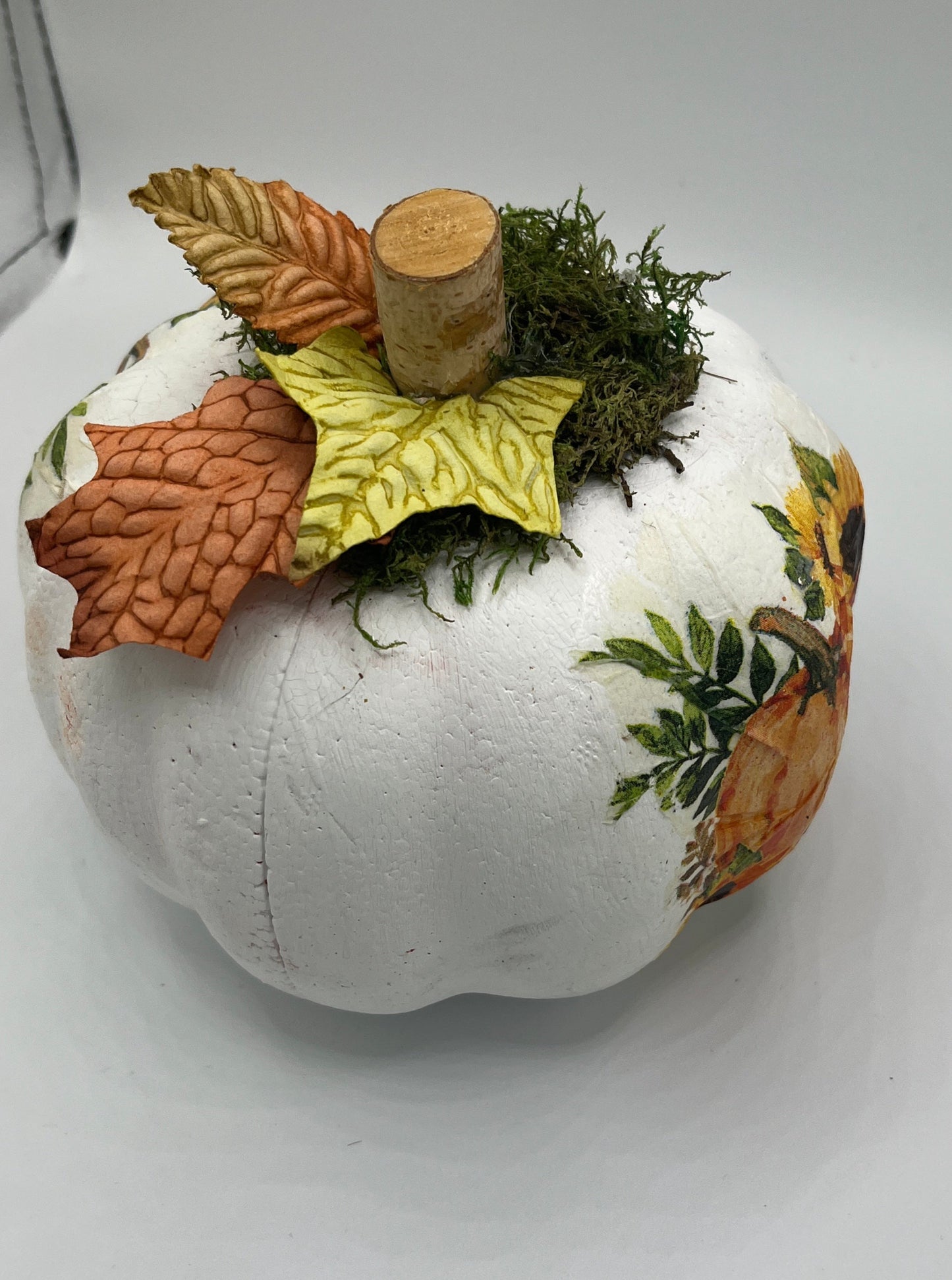 White Pumpkin with Sunflowers