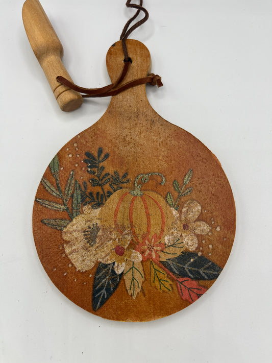 Round Pumpkins and Flowers Cutting Board