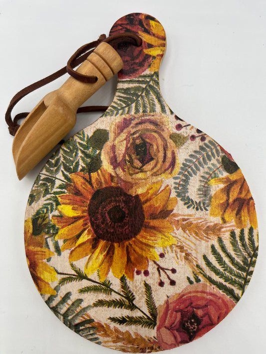 Round Sunflower and Roses Cutting Board