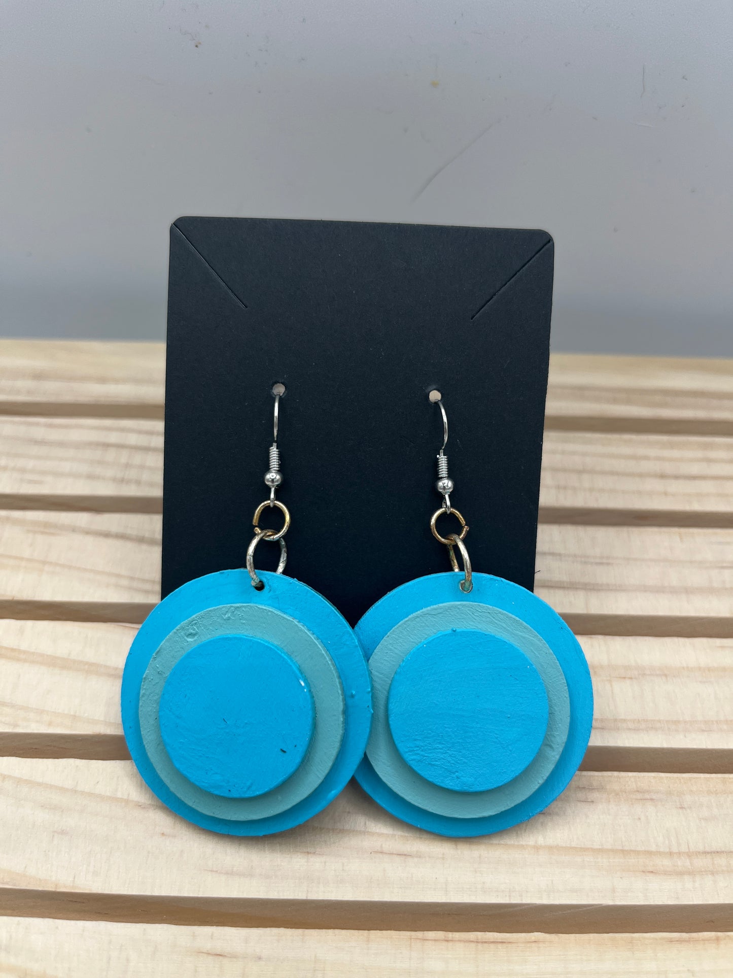 Teal Circle triple earrings