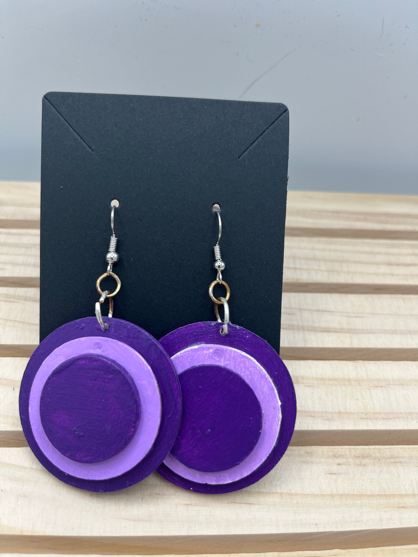 Dark to light purple circle earrings