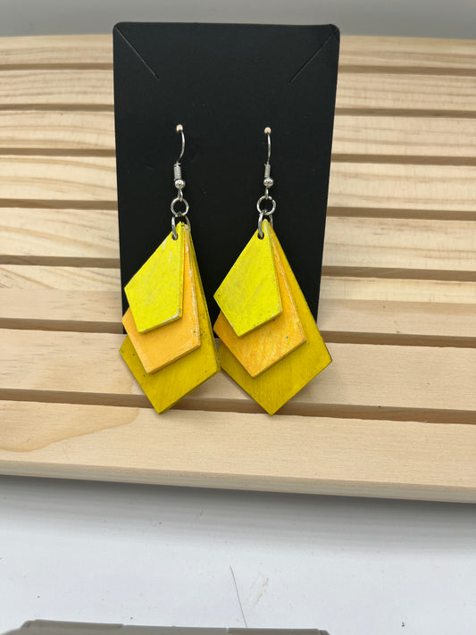 Yellow diagonal earrings