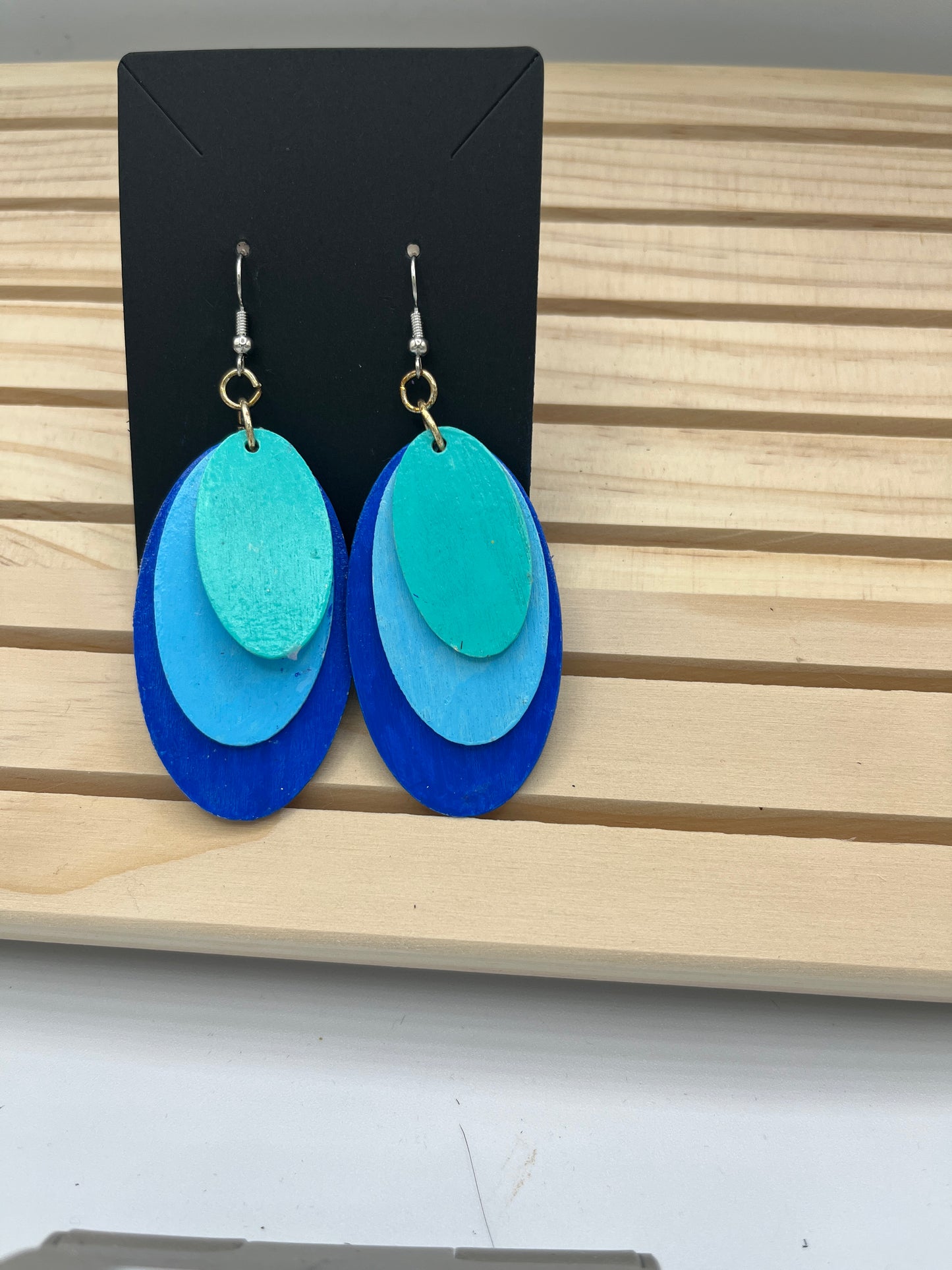 Blue - Teal oval earrings