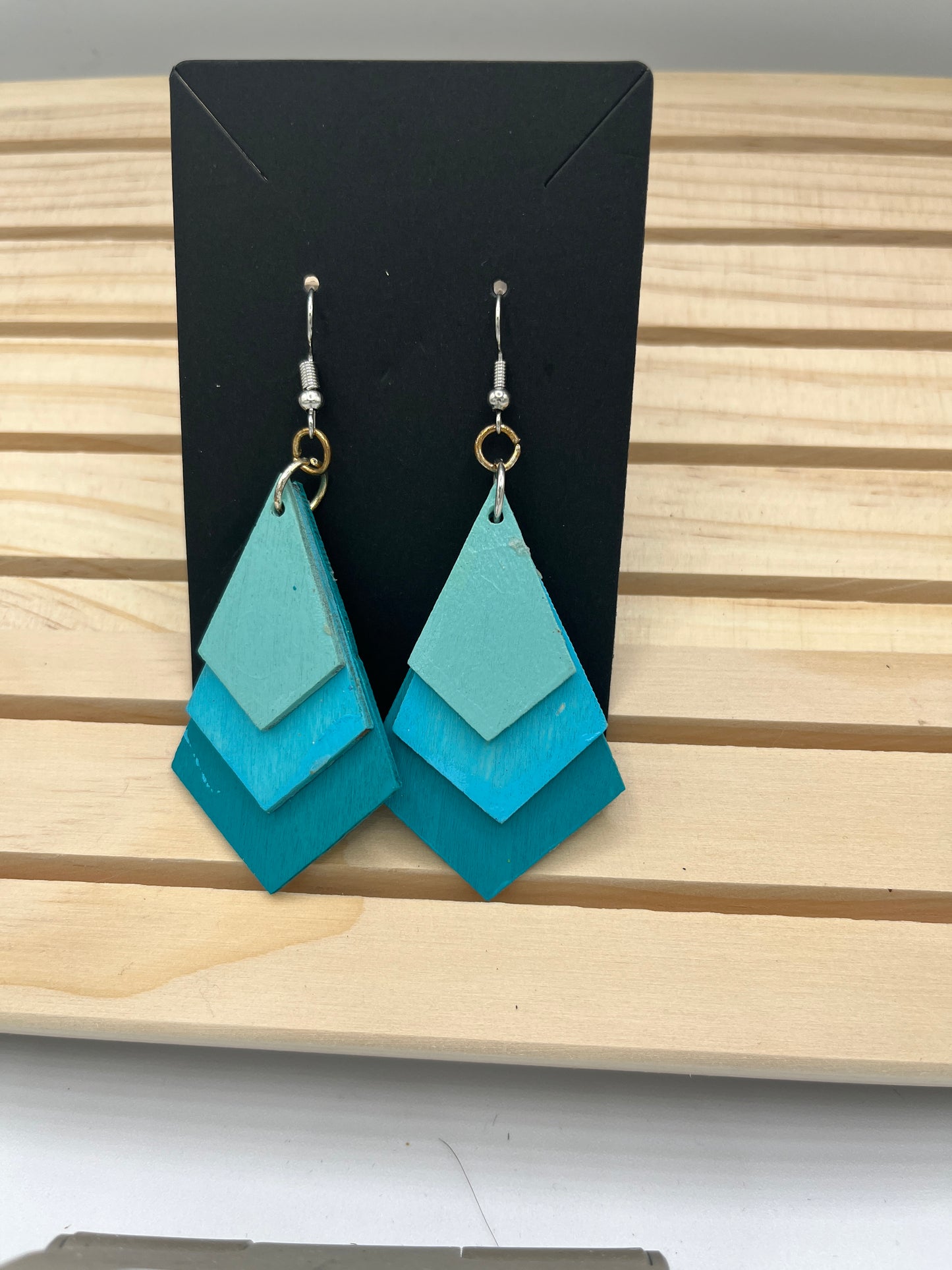 Teal Diamond dangle earrings