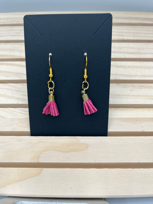 Mini pink tassel earrings