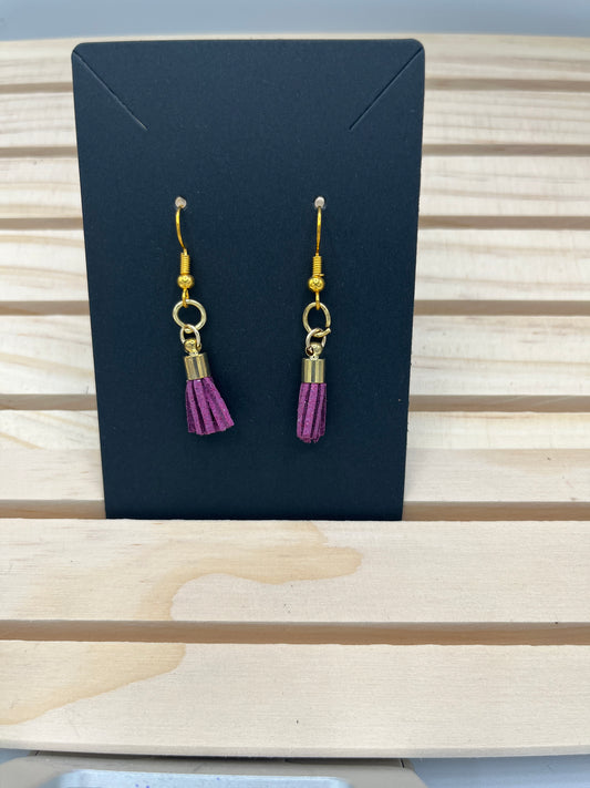 Mini Purple Tassel Earrings