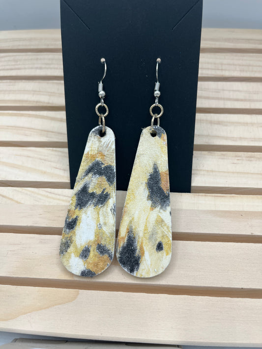 Long teardrop leopard print earrings