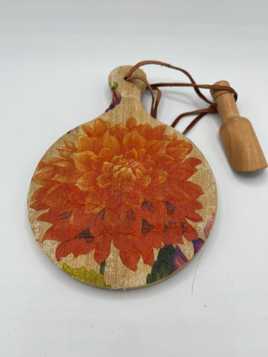 Large Orange Mum cutting board