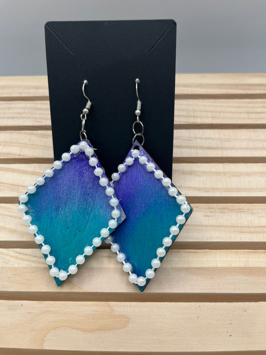 Purple and teal with pearls earrings