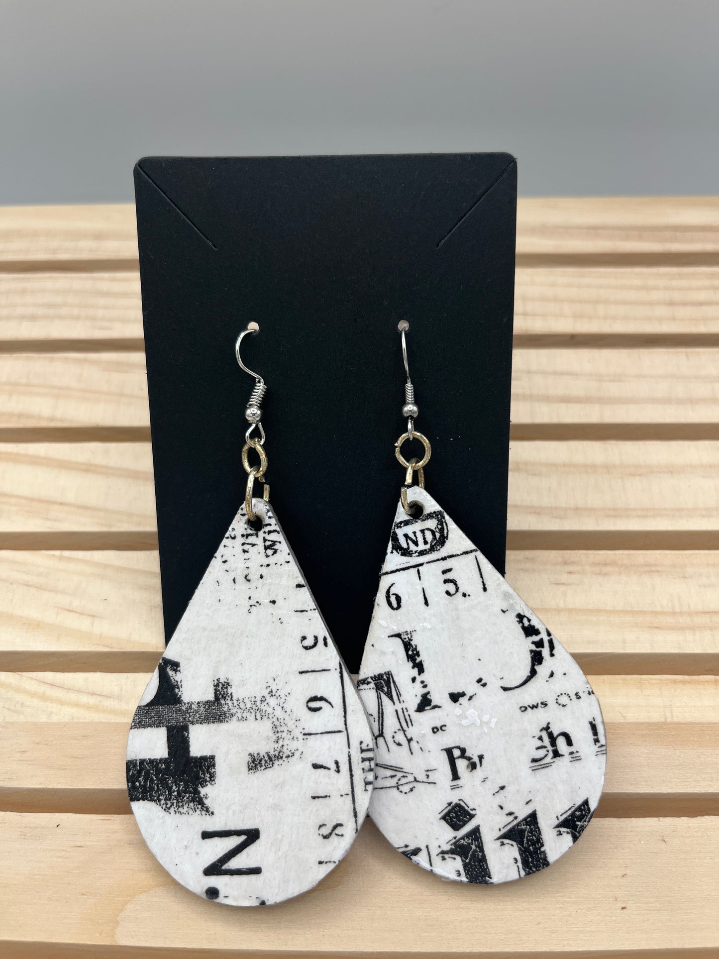 Graffiti teardrop earrings with letters and numbers