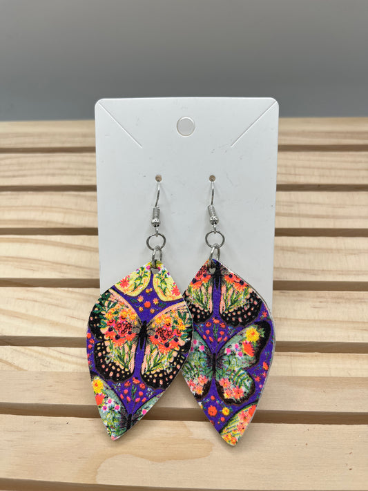 Butterfly earrings leaf shaped