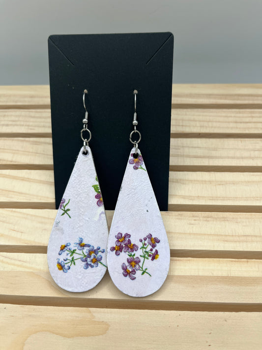 Lavender and violets long teardrop earrings