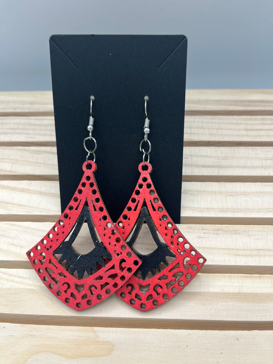 Geometric shaped Red and Black earrings