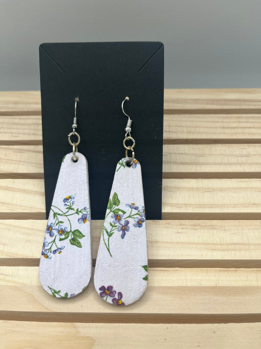 Lavender and violets long slender teardrop earrings