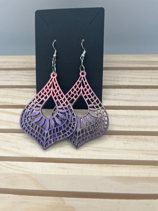 Geometric Pink to purple earrings