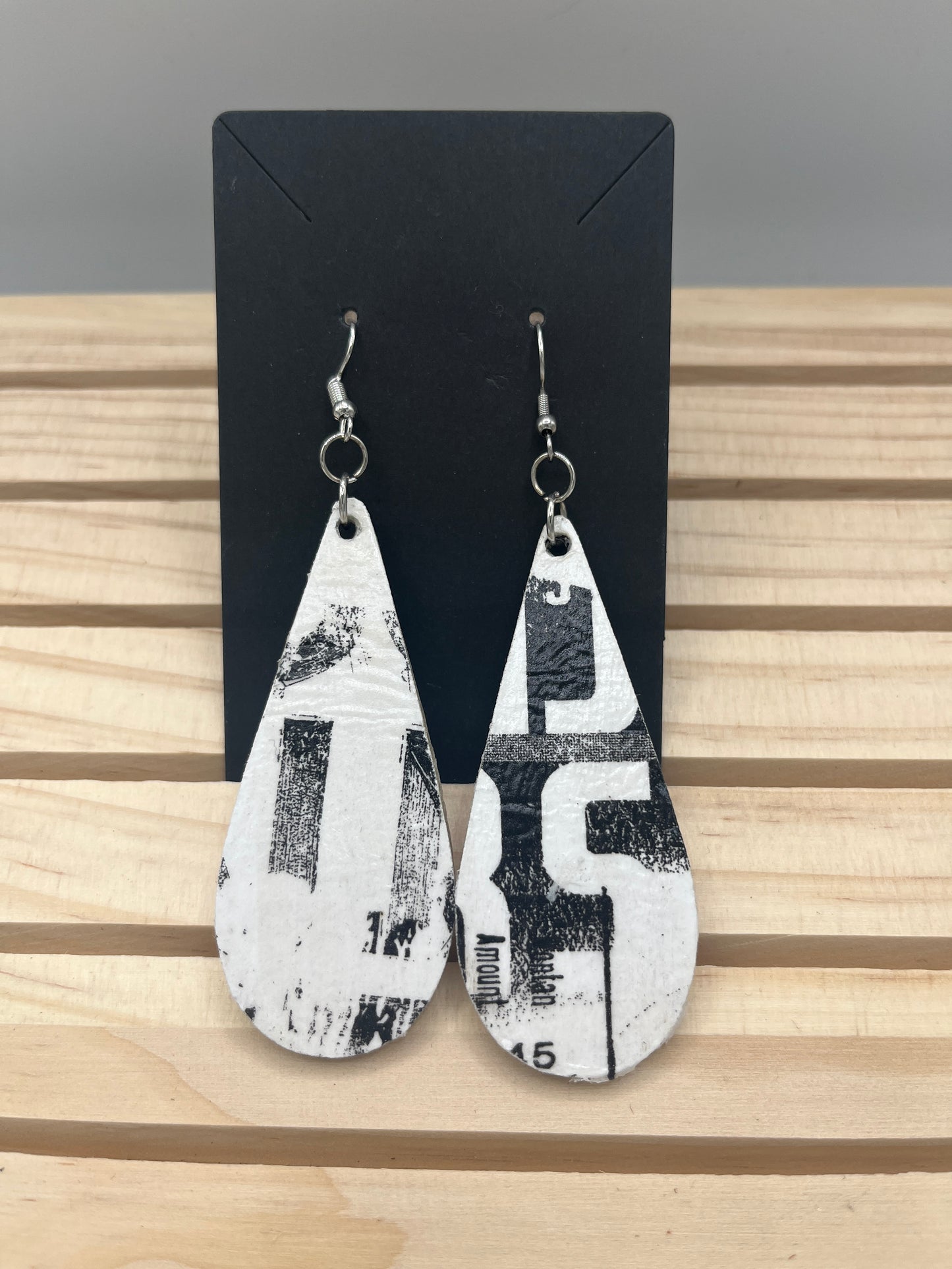 Graffiti black and white with letters earrings