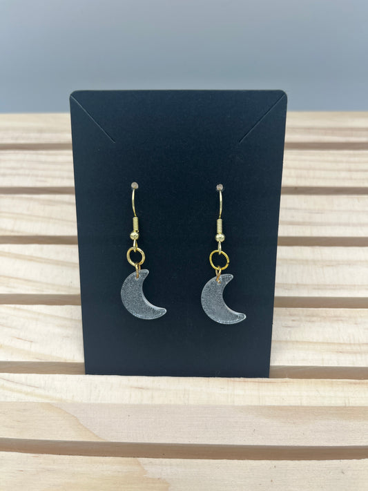 Clear moon earrings