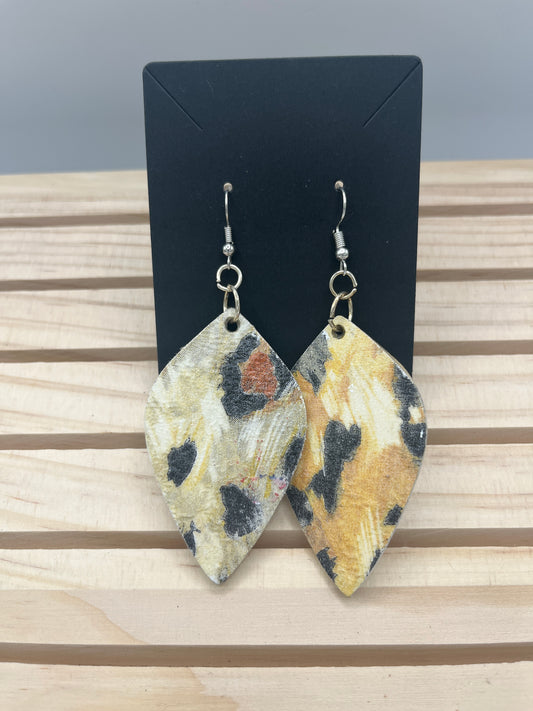 Animal print leaf shaped earrings