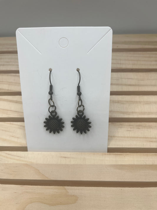 Dark Metal Sunflower earrings