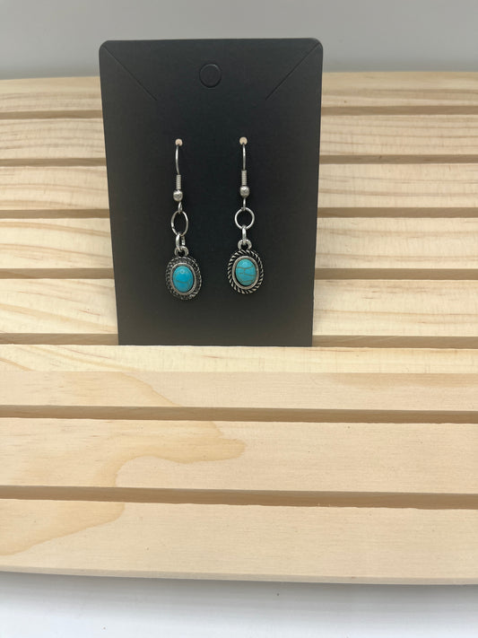 Small turquoise and silver earrings