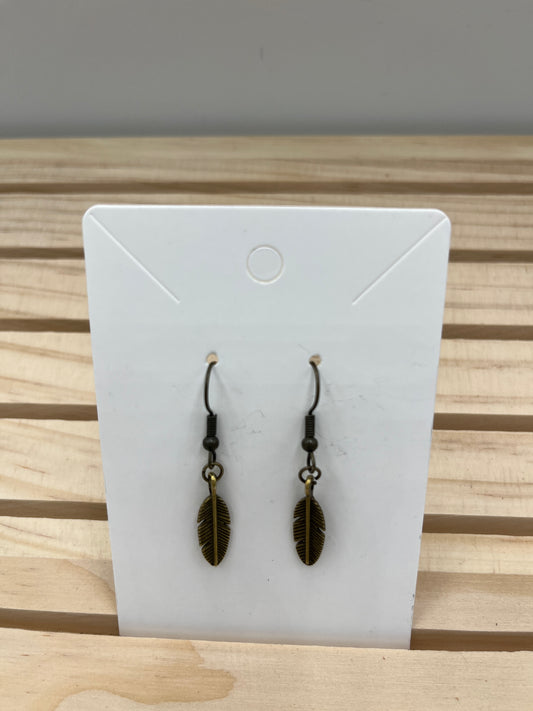 Mini Brass Feather earrings