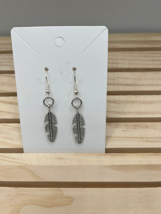 Small silver feather earrings