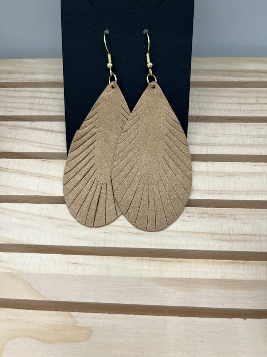 Leather Tan Feather earrings