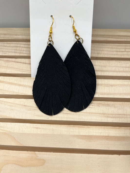 Leather Black Feather earrings