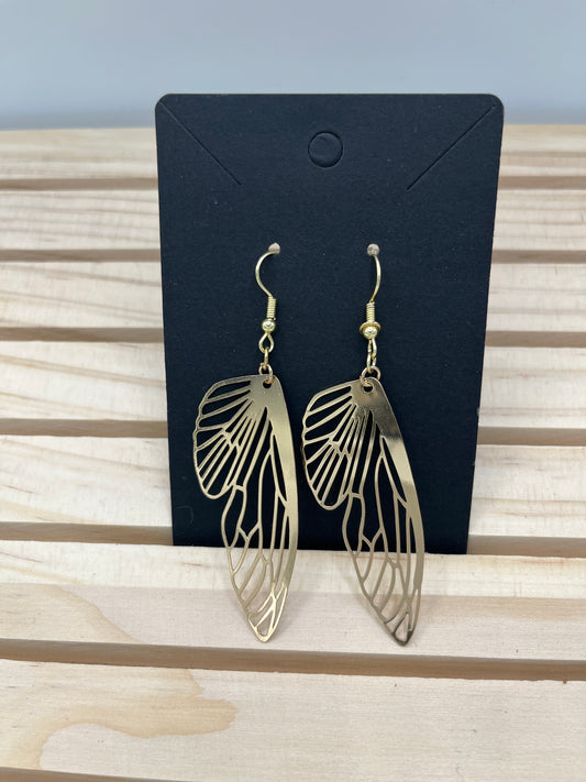 Gold filigree butterfly wing earrings