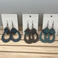 Leather lt green teardrop earrings