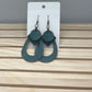 Leather lt green teardrop earrings